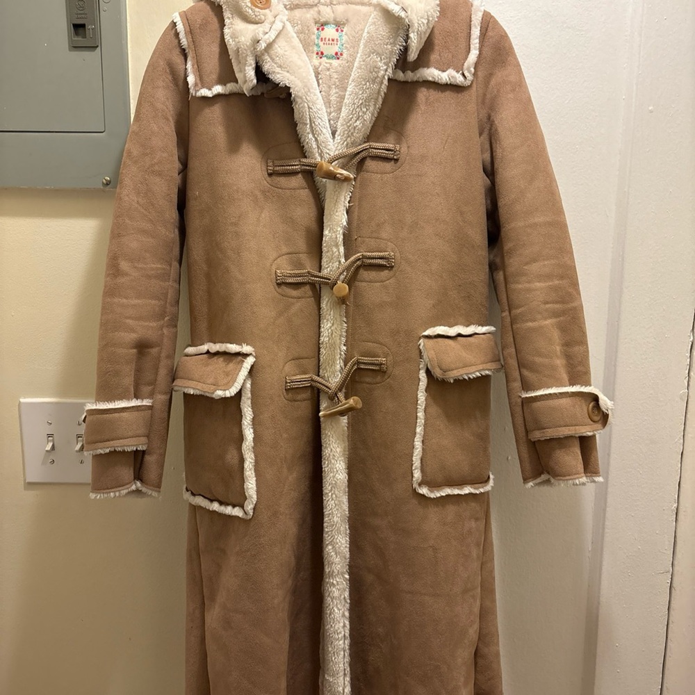 Men's Beams Heart Tan Shearling long Coat size 1/small